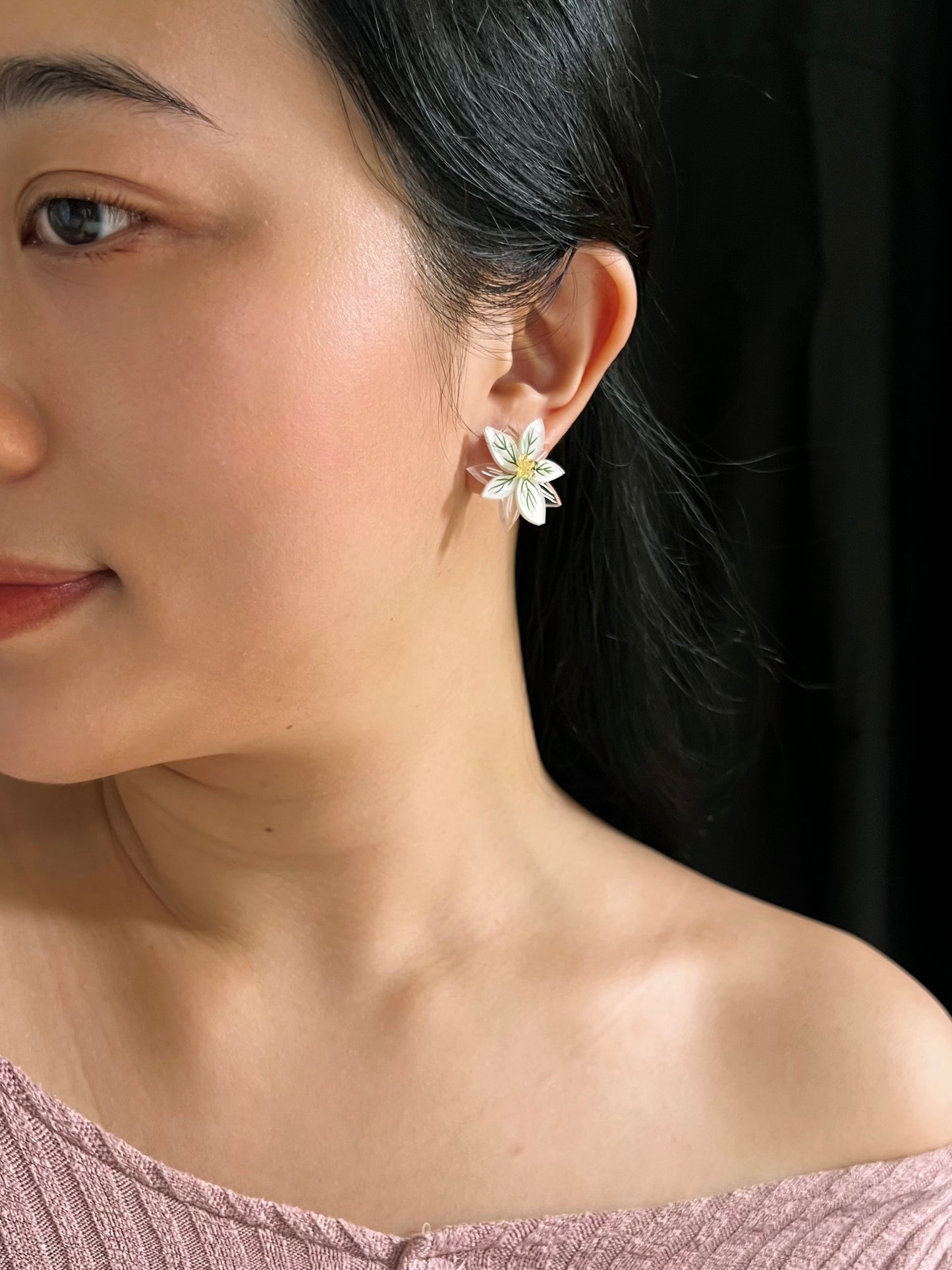 Poinsettia Pearl Studs