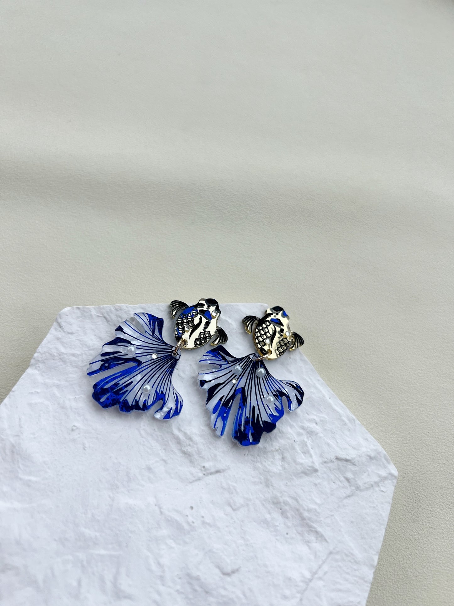 Koi Dangles (Gold Cobalt)