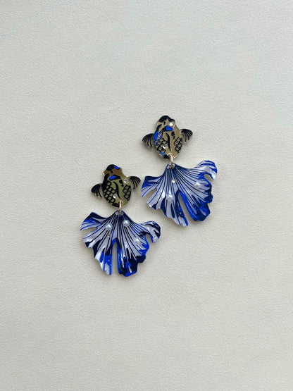 Koi Dangles (Gold Cobalt)