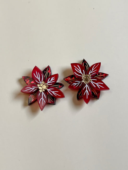 Poinsettia Ruby Studs