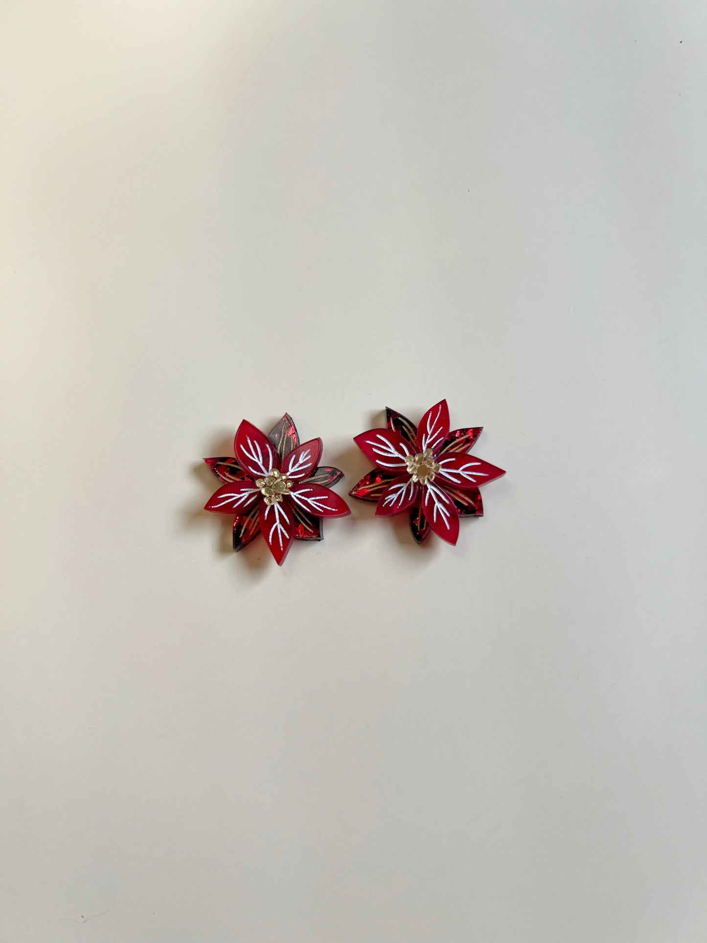 Poinsettia Ruby Studs